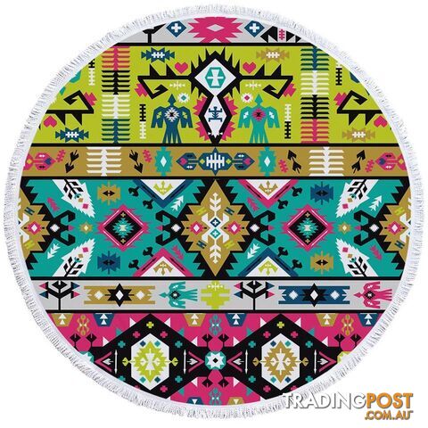 Multi Colored Aztec Beach Towel - Towel - 7427046304450