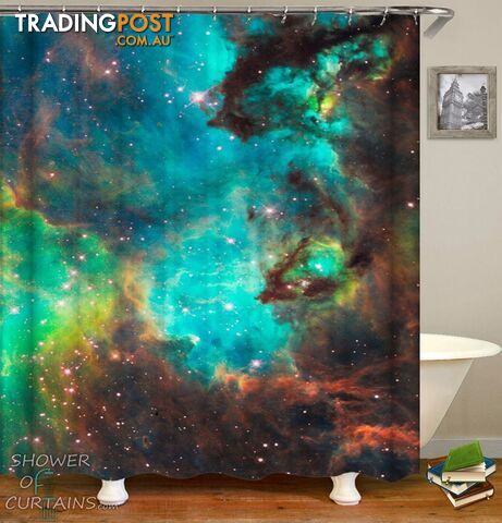 Turquoise Space Shower Curtain - Curtain - 7427046284998