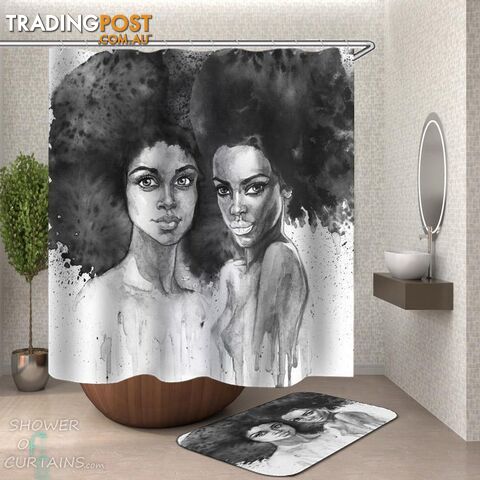 Art Painting Beautiful African Girls Shower Curtain - Curtain - 7427046300407