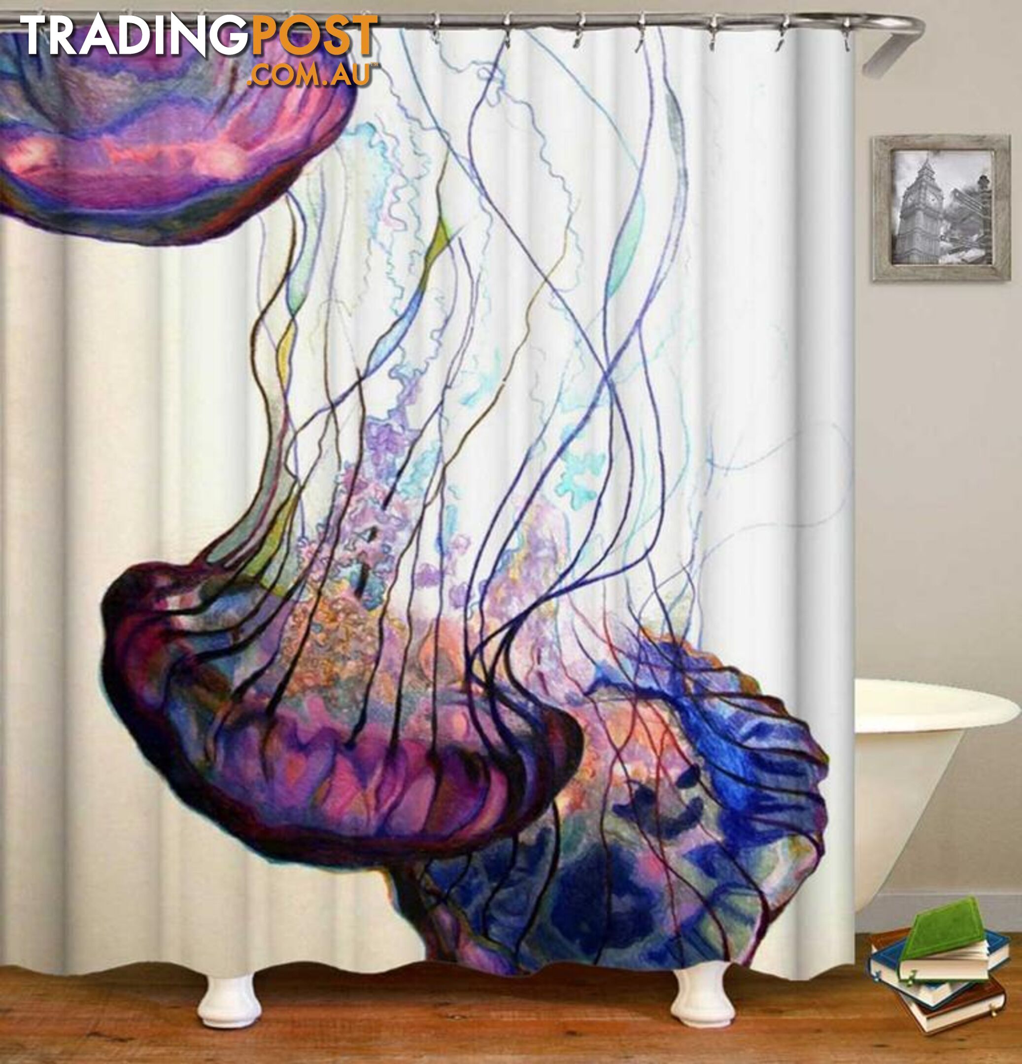 Jellyfish Shower Curtain Art Painting Shower Curtain - Curtain - 7427046100526