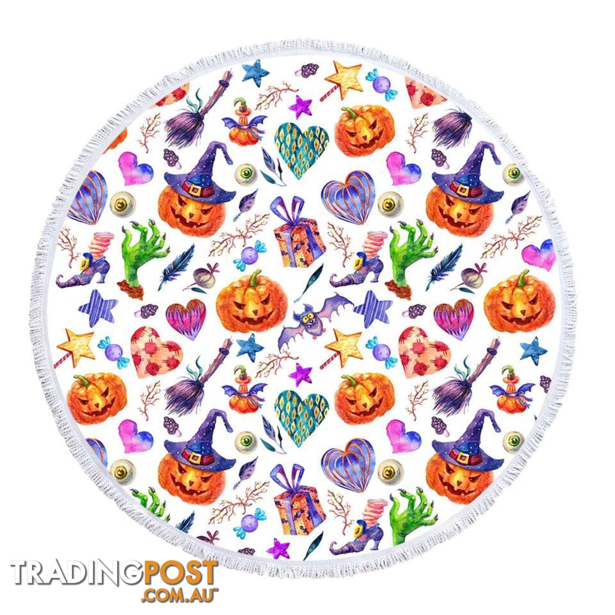 Colorful Halloween Pattern Beach Towel - Towel - 7427046342254