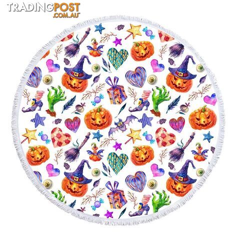 Colorful Halloween Pattern Beach Towel - Towel - 7427046342254
