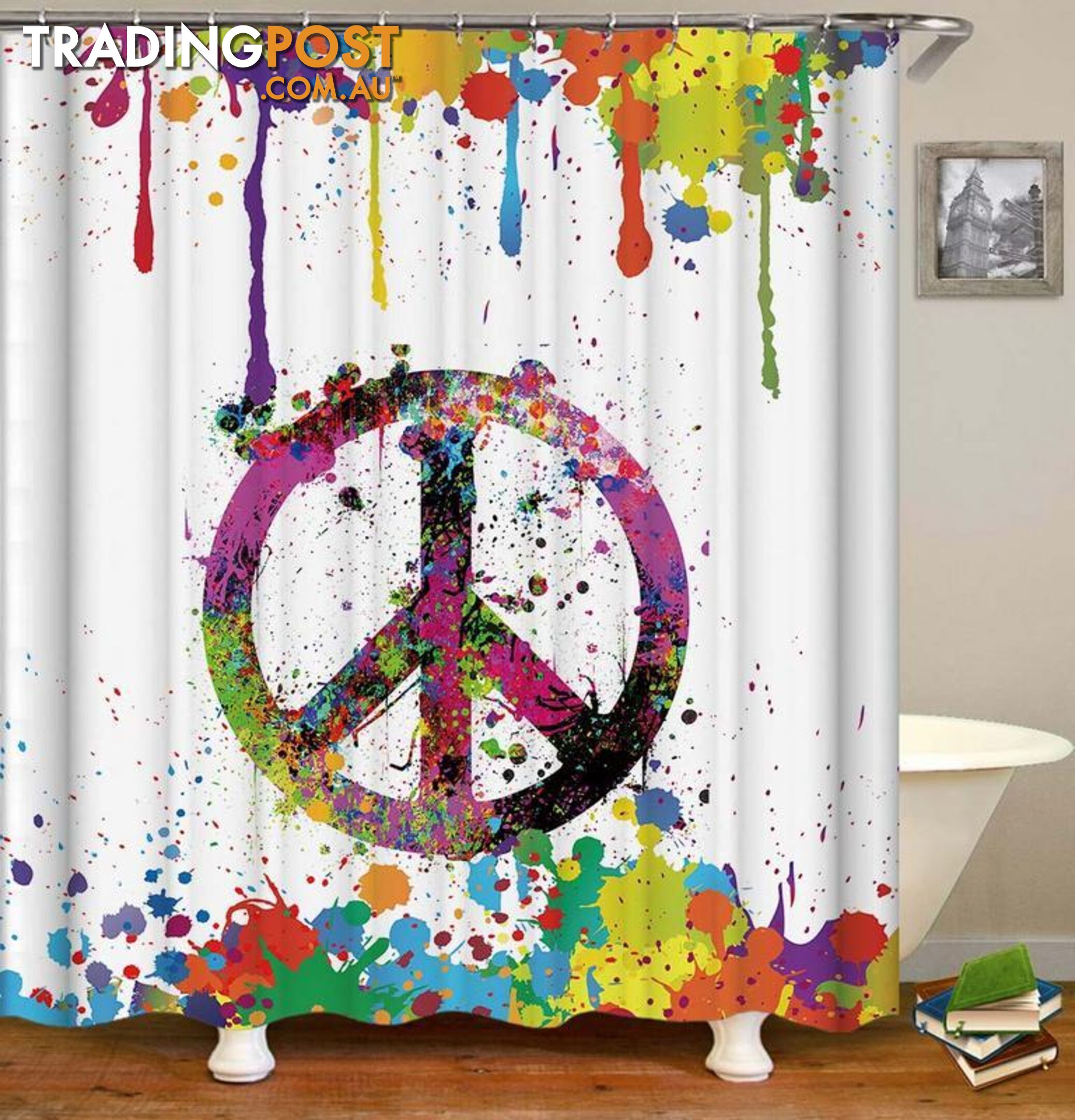 Riot Of Colors Peace Shower Curtain - Curtain - 7427046138772