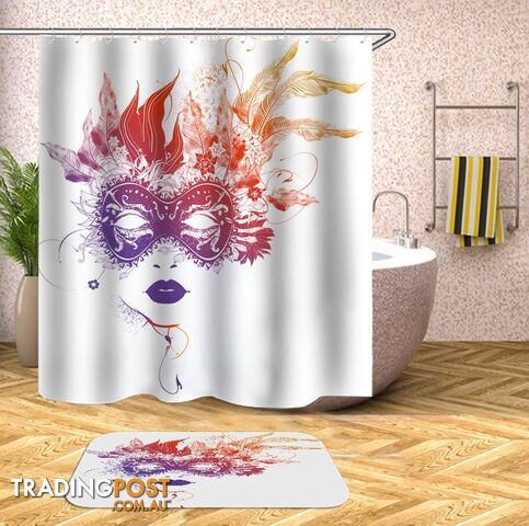 Flame Colors Feather Mask Shower Curtain - Curtains - 7427045954069