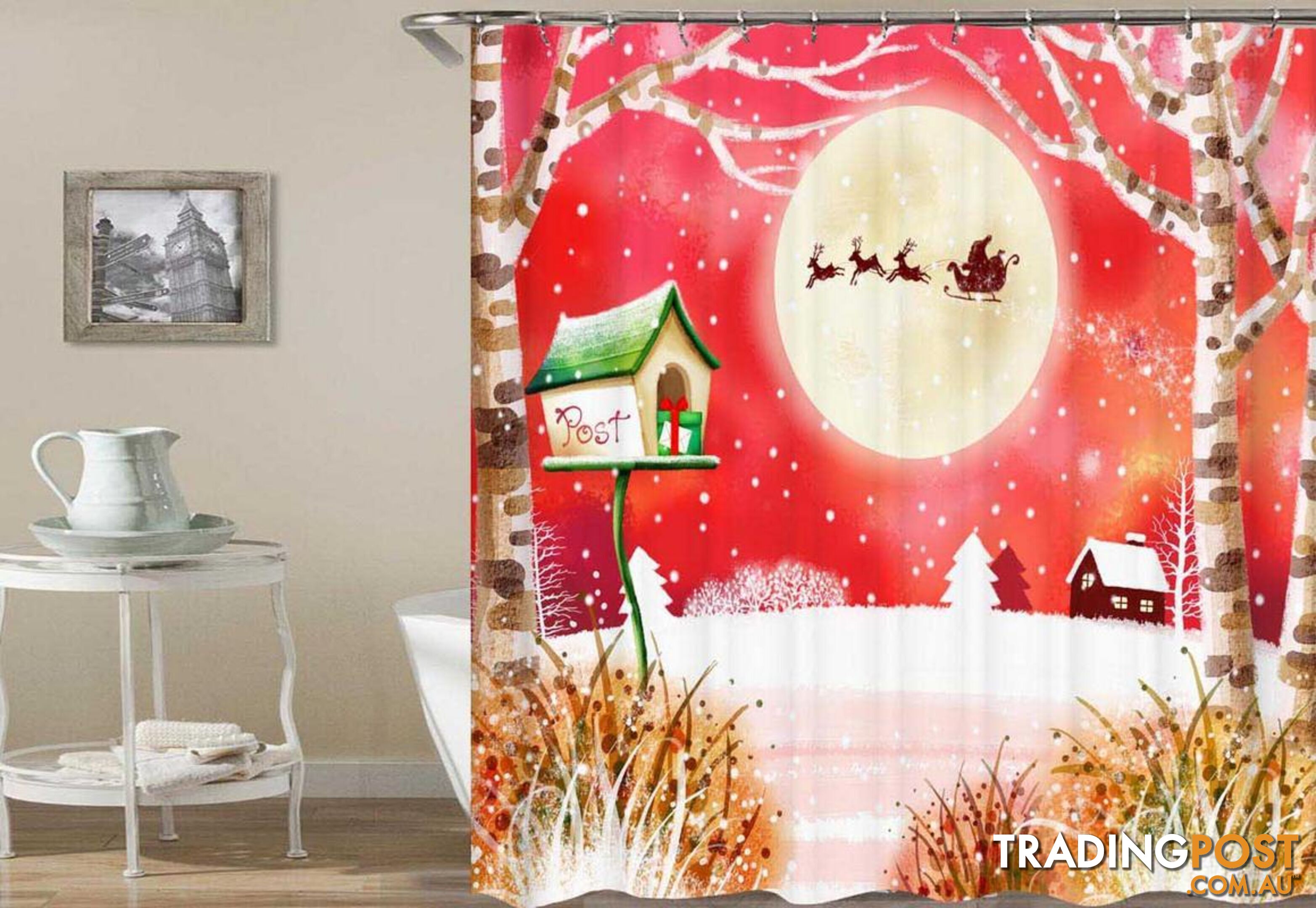 Rustic Christmas Painting Shower Curtain - Curtains - 7427046066983