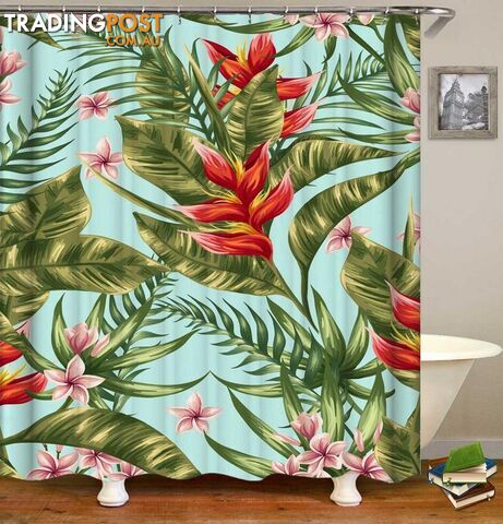 Tropical Red And Green Shower Curtain - Curtains - 7427046068284