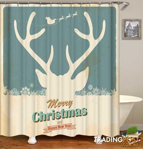 Reindeer Christmas Vintage Tin Plate Shower Curtain - Curtains - 7427046061544