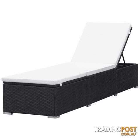 Poly Rattan Sun Lounger 195 x 60 x 31 Cm - Black - Unbranded - 4326500418456