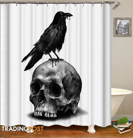 Skull And Raven Shower Curtain - Curtain - 7427045942448