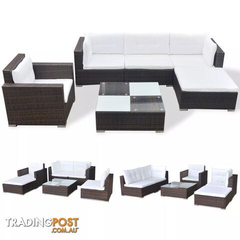 Garden Sofa Poly Rattan Set (17 Pcs) - Brown - Unbranded - 4326500416704