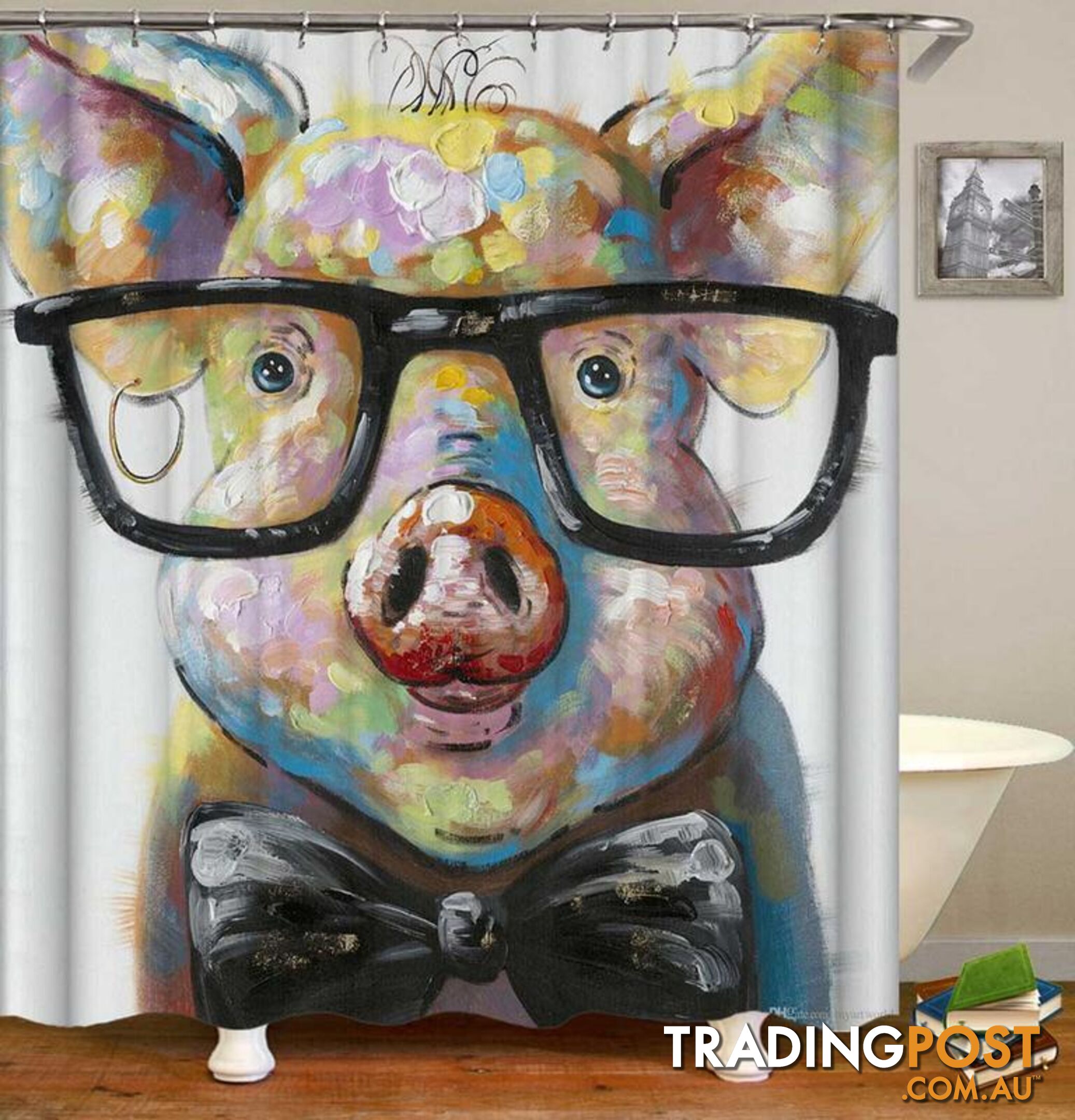 Hipster Piggy Shower Curtain - Curtain - 7427046130066
