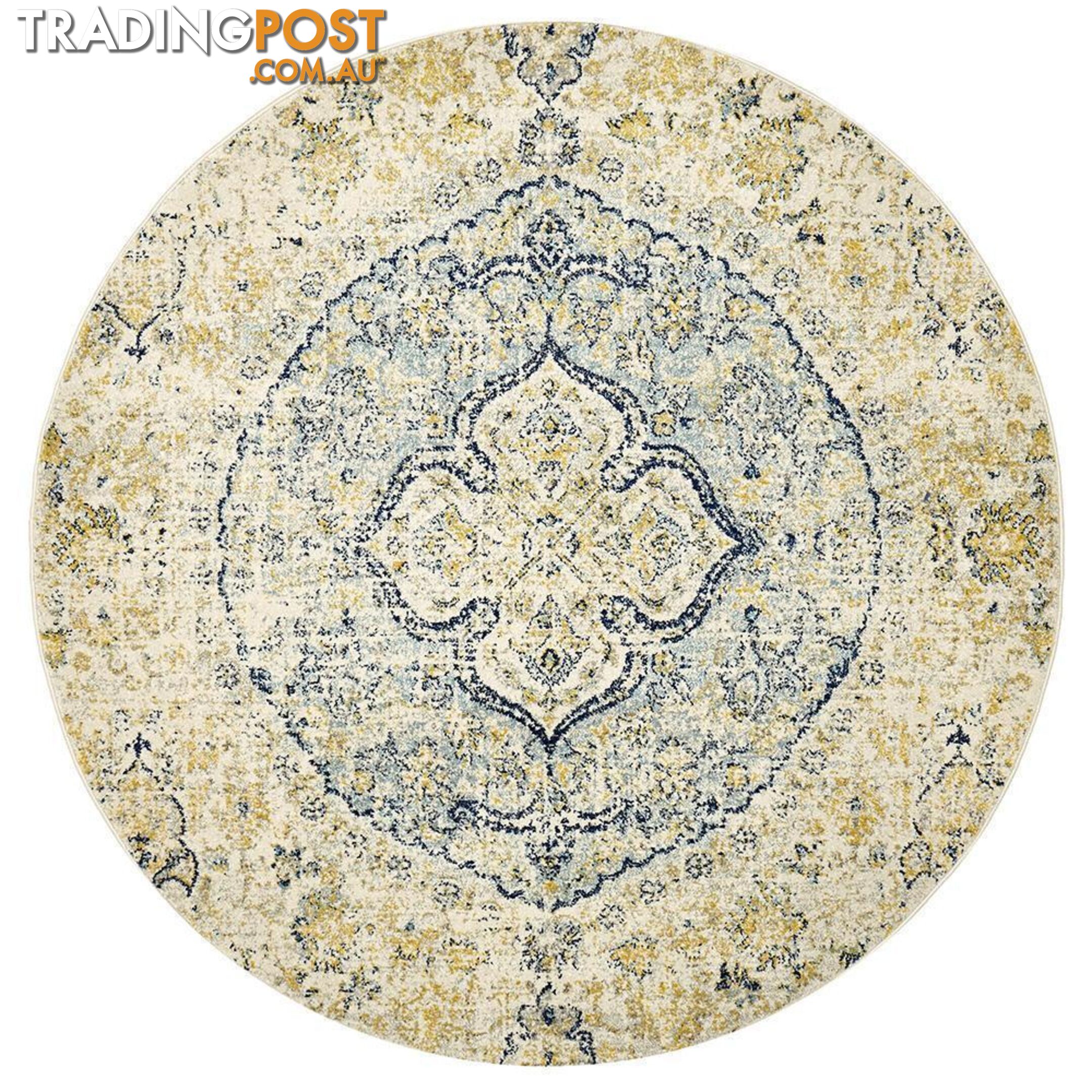 Museum Tyler Sky Blue Round Rug - Unbranded - 9375321850209