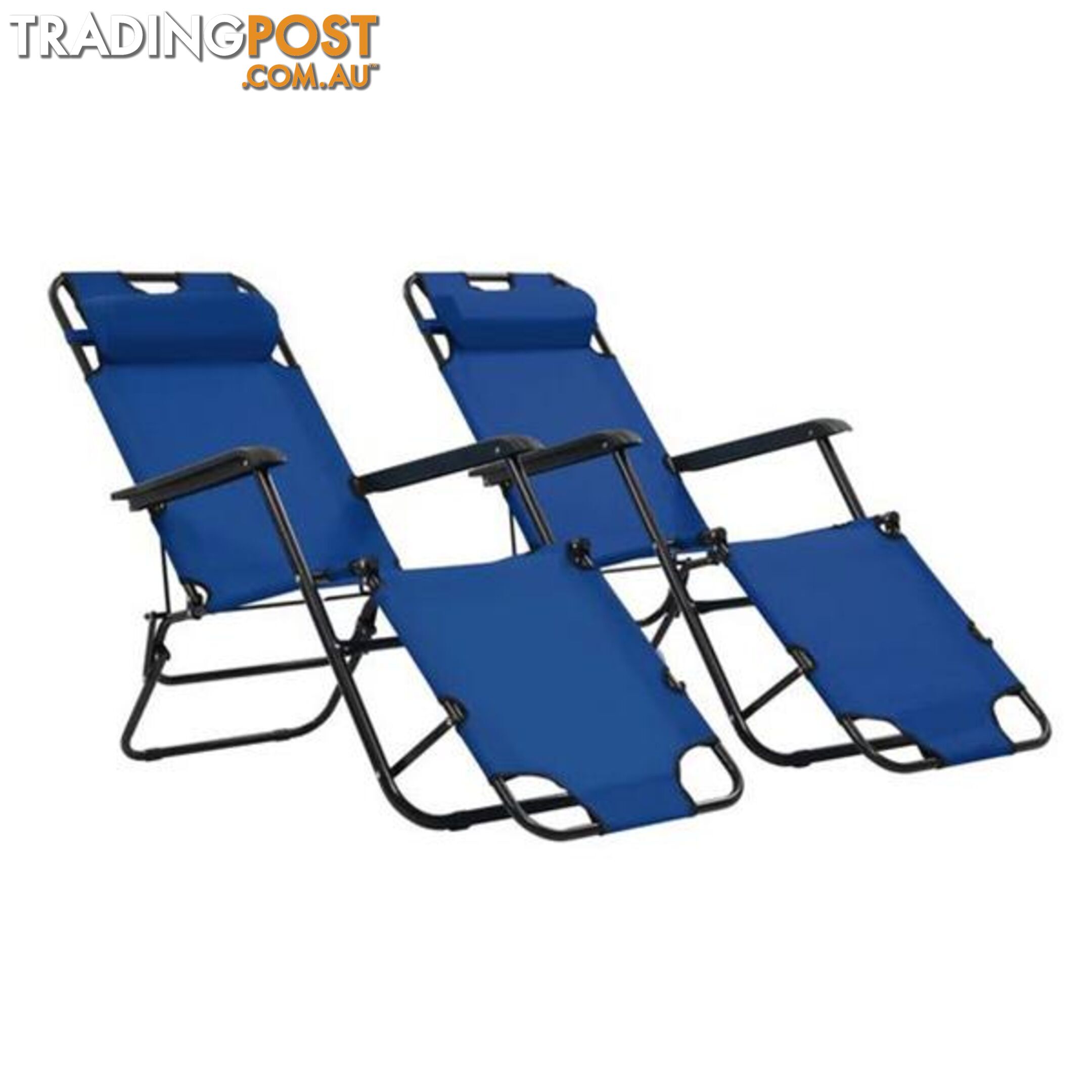 Folding Sun Loungers 2 Pcs With Footrests Steel - Unbranded - 8718475621423