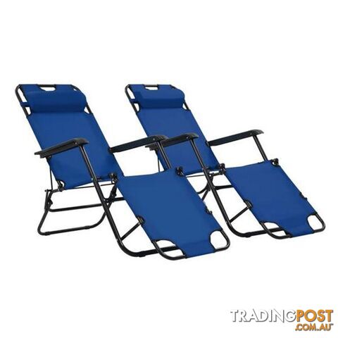 Folding Sun Loungers 2 Pcs With Footrests Steel - Unbranded - 8718475621423