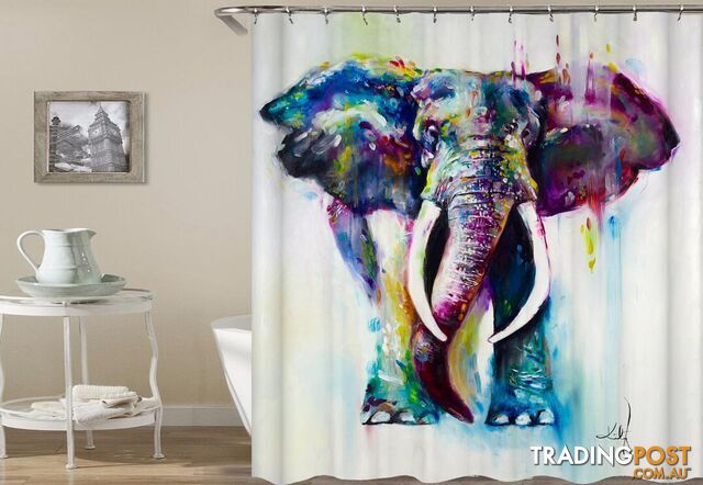 Powerful Elephant Art Painting Shower Curtain - Curtain - 7427046030472