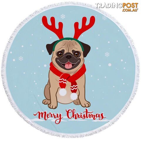 Christmas Pug Beach Towel - Towel - 7427046340120