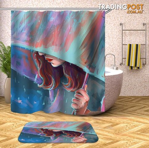 Art Painting Lady In The Rain Shower Curtain - Curtain - 7427045971066