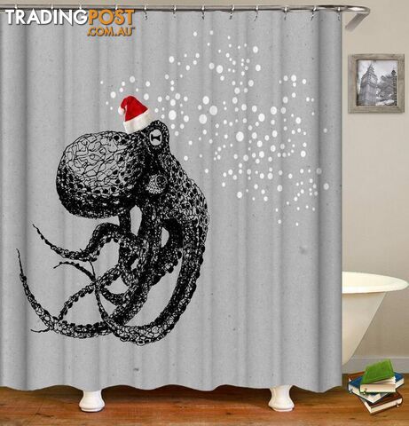 Christmas Spirit Octopus Shower Curtain - Curtains - 7427045948563