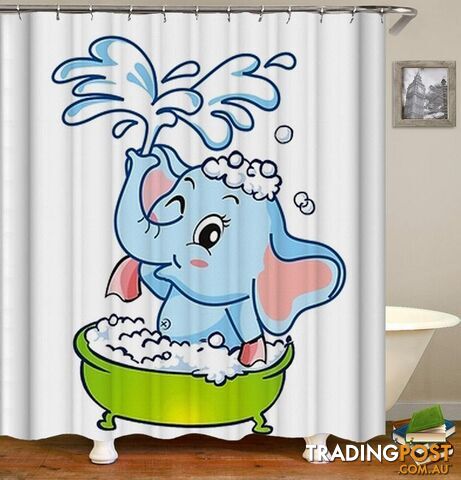 Baby Elephant Cartoon Shower Curtain - Curtain - 7427045981287