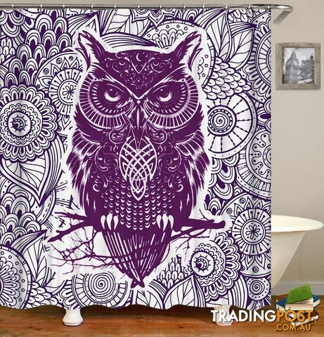 Oriental Purple Owl Shower Curtain - Curtain - 7427046029131