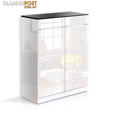 High Gloss Shoe Cabinet Rack Black / White - Artiss - 4344744420110