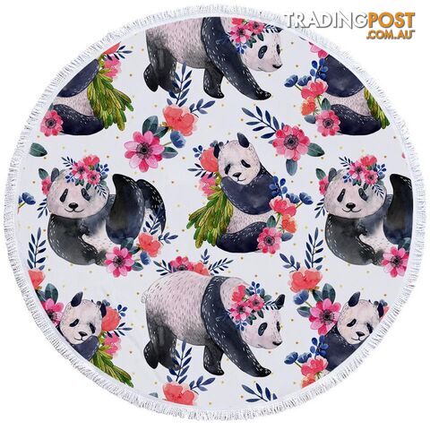 Floral Pandas Beach Towel - Towel - 7427046305846