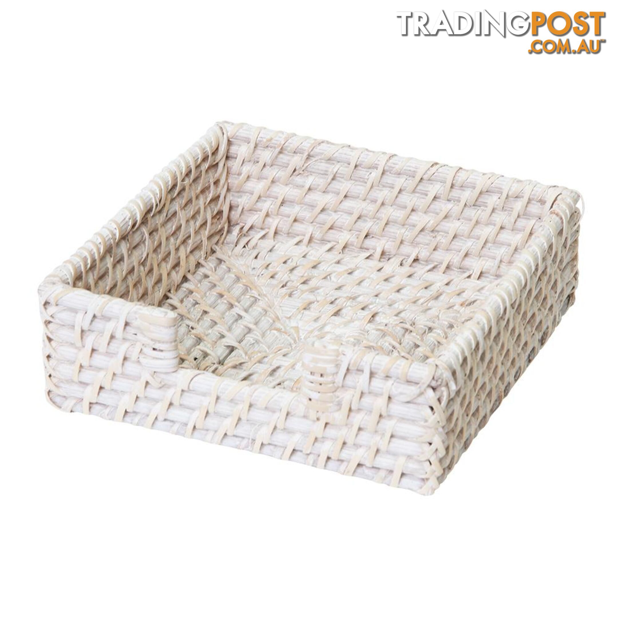 Pacifica Rattan Napkin Holder Square 18cm White Wash - Unbranded - 7427046153522