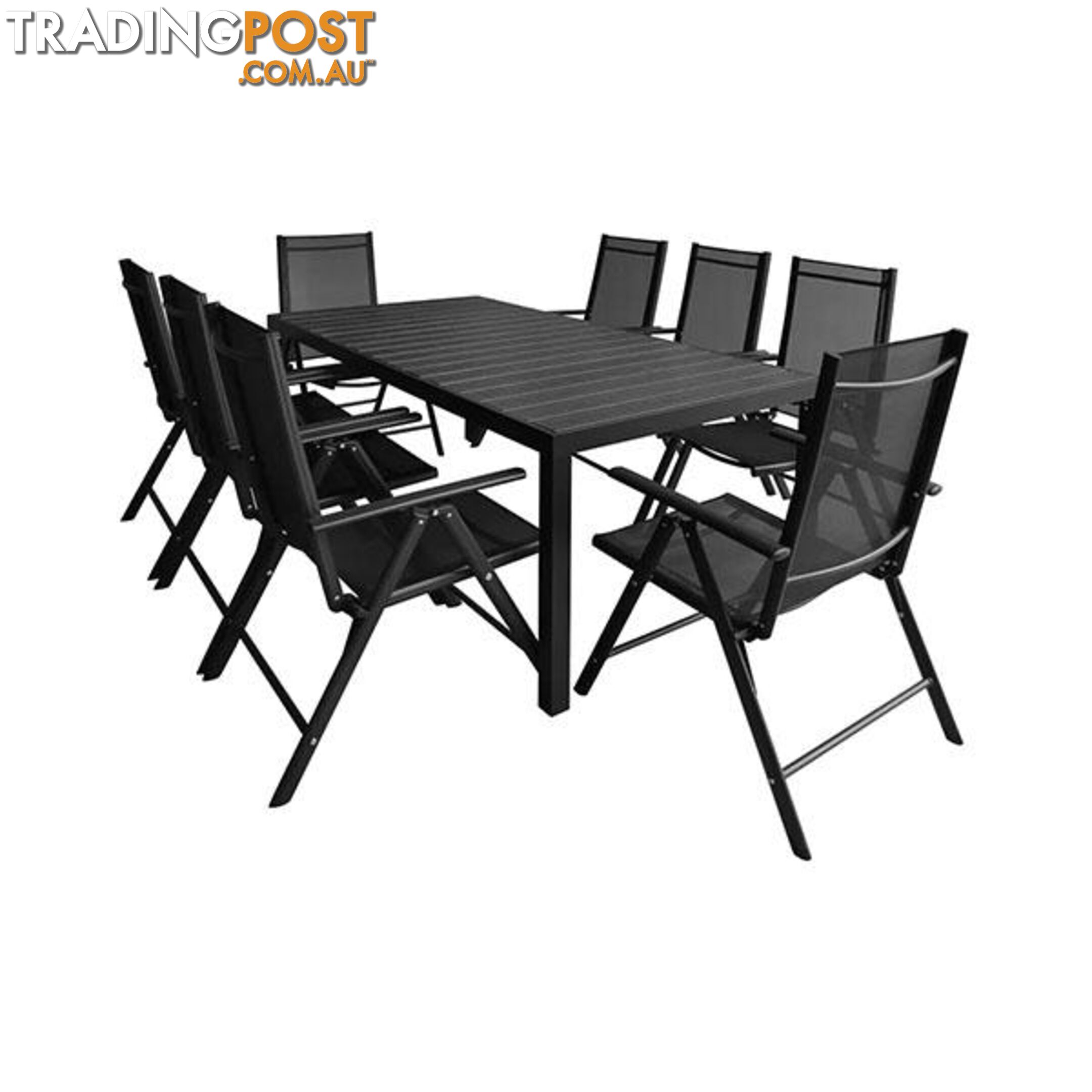 9 Piece Outdoor Dining Set Aluminum And Wpc Black - Unbranded - 8718475503767