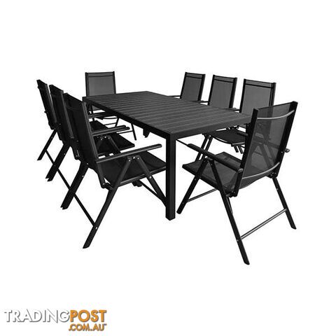 9 Piece Outdoor Dining Set Aluminum And Wpc Black - Unbranded - 8718475503767