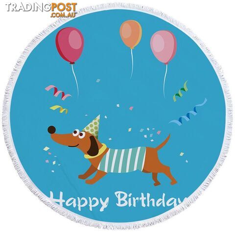 Happy Birthday Dog Beach Towel - Towel - 7427046321891