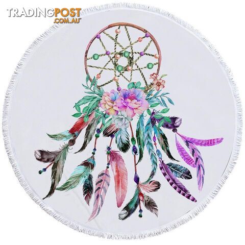 Multi Colored Feathers Dream Catcher Beach Towel - Towel - 7427046314305