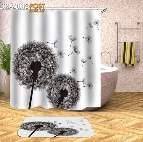 Groundsel Black And White Shower Curtain - Curtain - 7427045933057