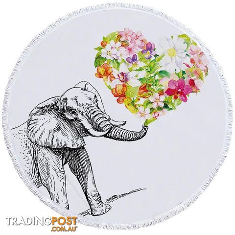 Heart of Flowers and Elephant Beach Towel - Towel - 7427046328777