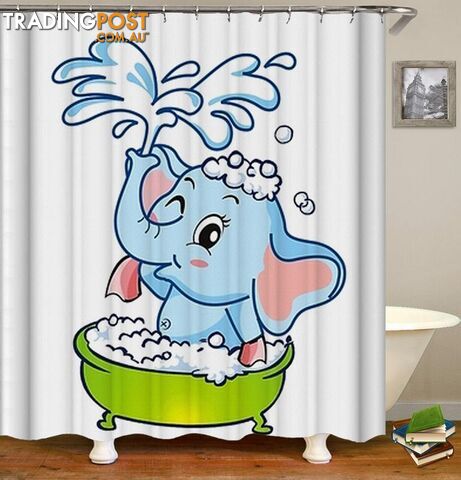 Baby Elephant Cartoon Shower Curtain - Curtain - 7427045981256