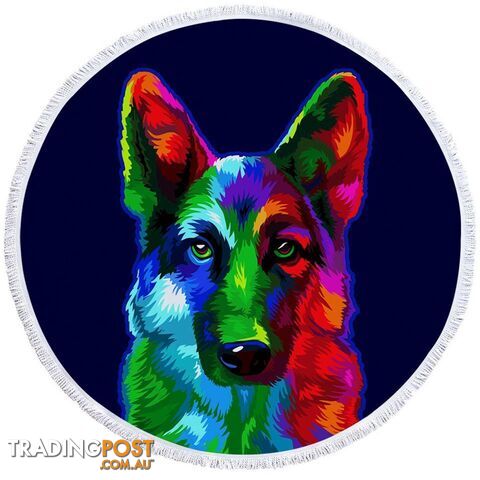 Colorful German shepherd Beach Towel - Towel - 7427046309318