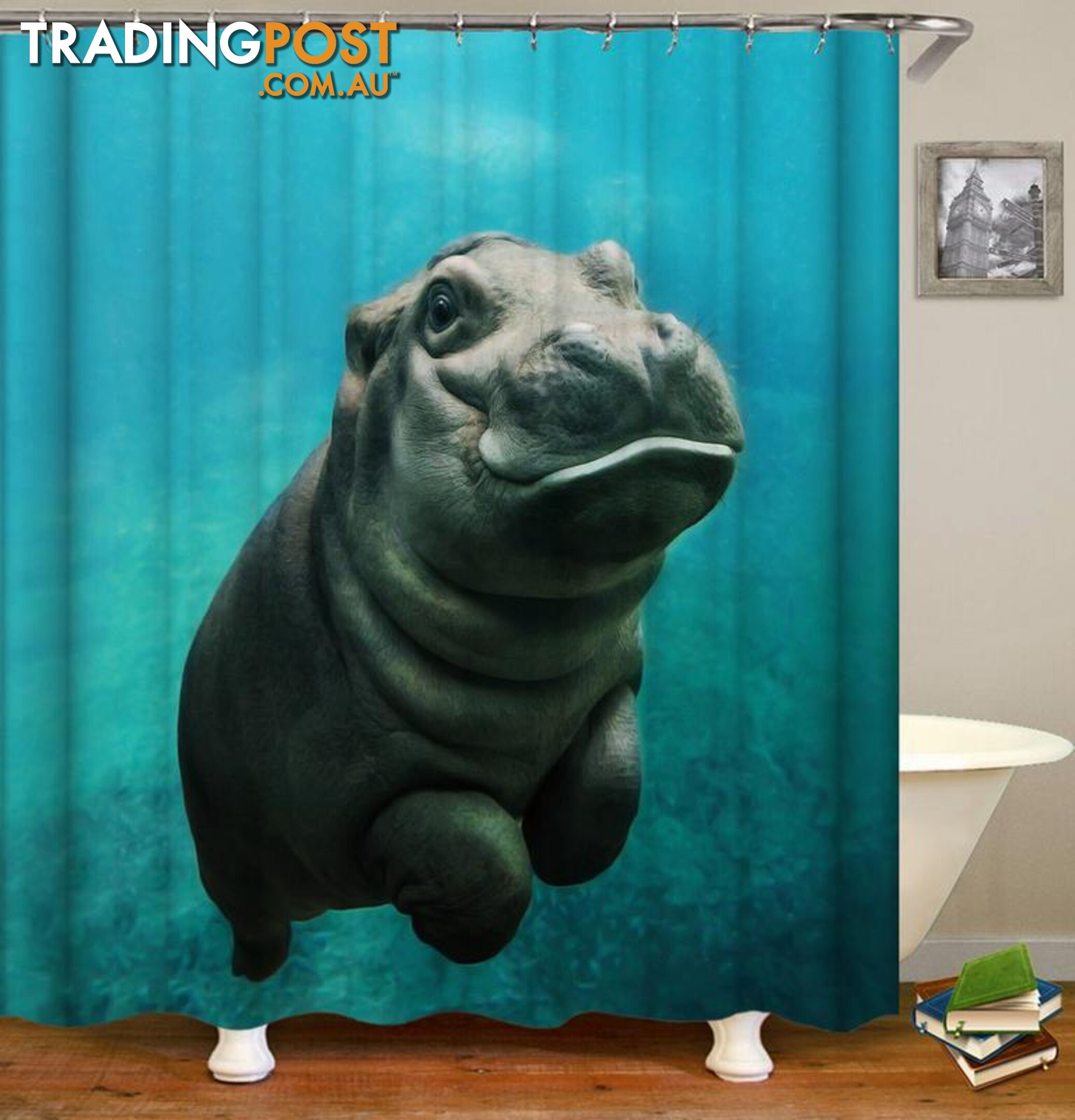 Baby Hippo Shower Curtain - Curtain - 7427045911970