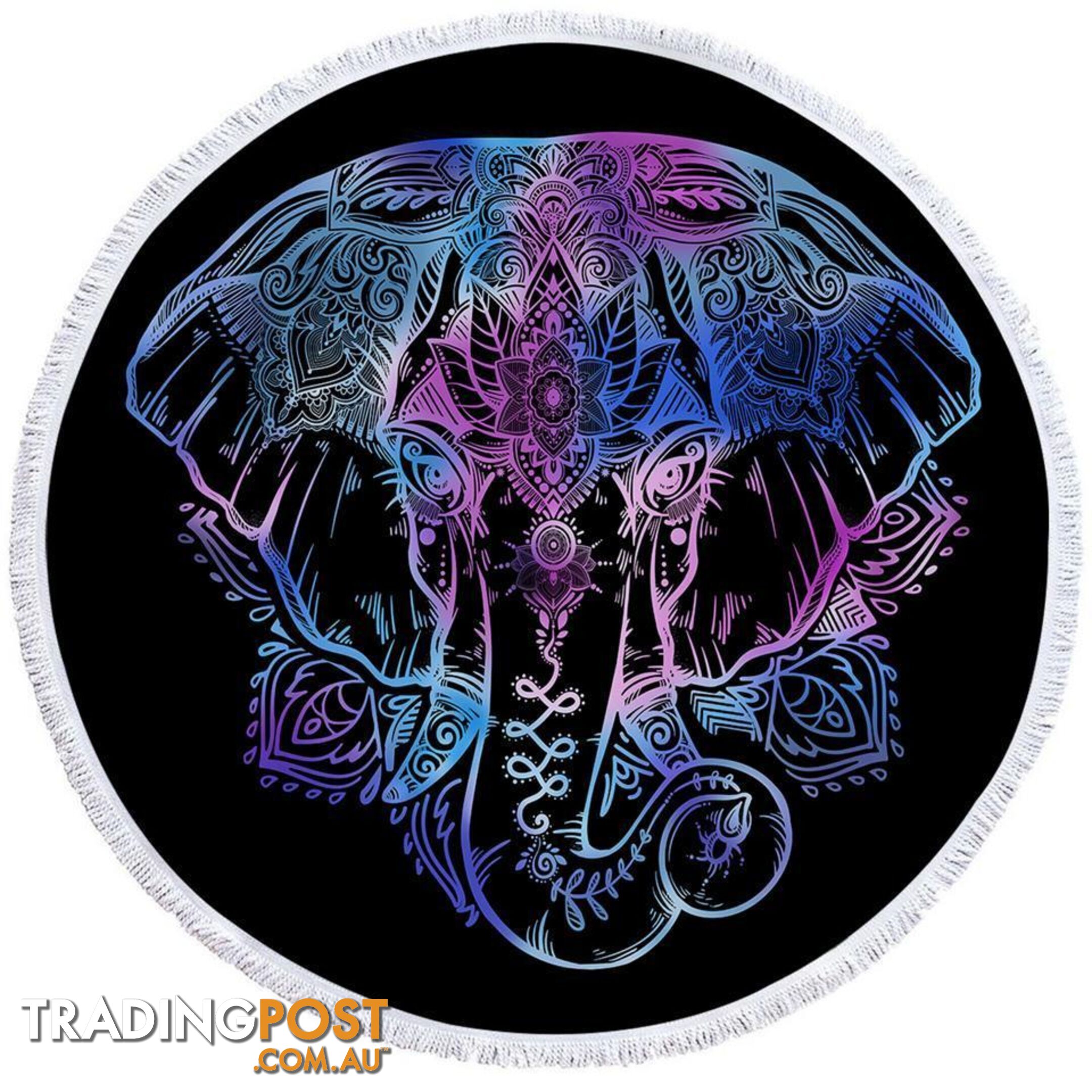 Blue Purple Indian Elephant Beach Towel - Towel - 7427046312363