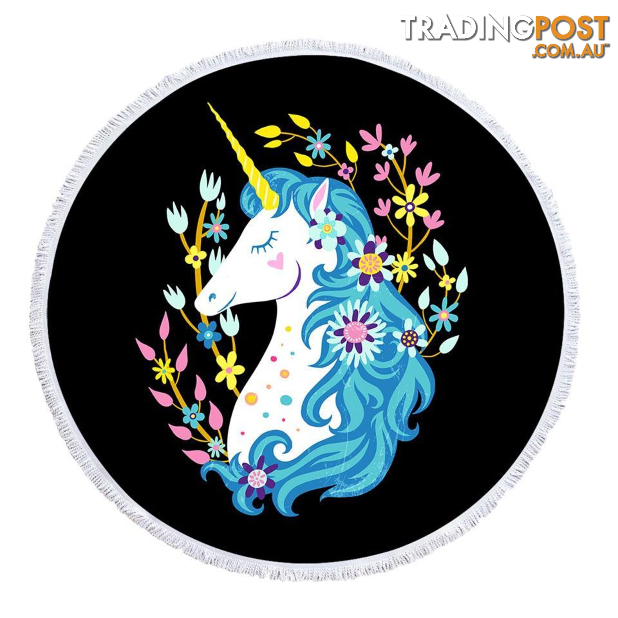 Blue Hair Unicorn Beach Towel - Towel - 7427046342827