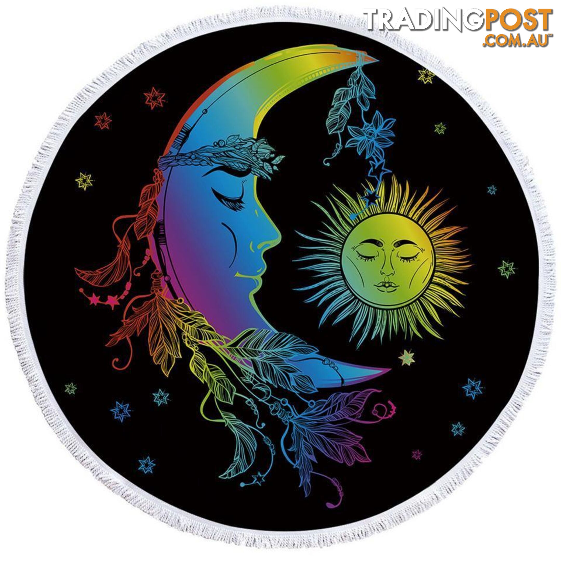 Colorful Sleeping Moon and Sun Beach Towel - Towel - 7427046318921