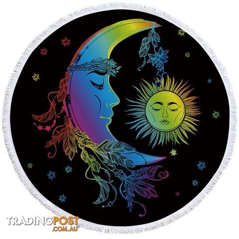 Colorful Sleeping Moon and Sun Beach Towel - Towel - 7427046318921