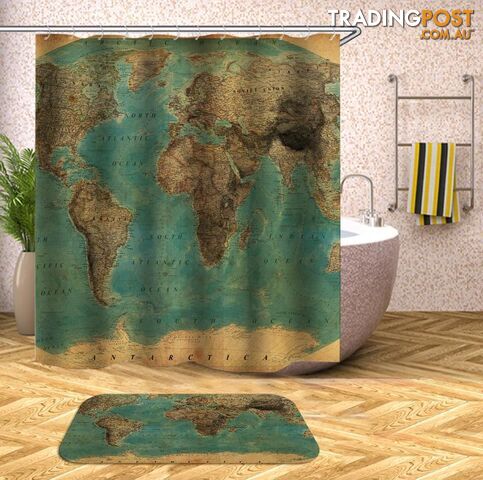Embossment World Map Shower Curtain - Curtain - 7427046006514