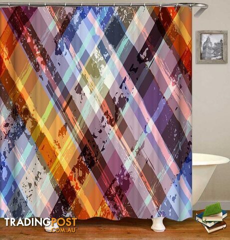 Multi Colored Checkered Shower Curtain - Curtain - 7427046133319