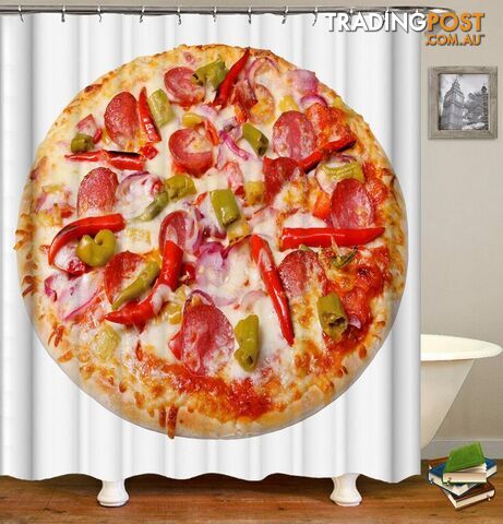Spicy Pepperoni Pizza Shower Curtain - Curtain - 7427045976627