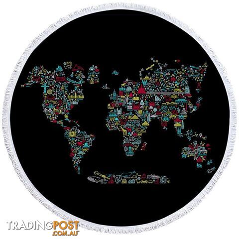 Unique World Map Beach Towel - Towel - 7427046310321