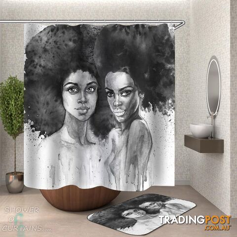 Art Painting Beautiful African Girls Shower Curtain - Curtain - 7427046300445