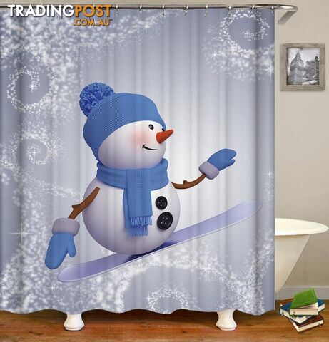 Snowboarding Snowman Shower Curtain - Curtain - 7427045997479