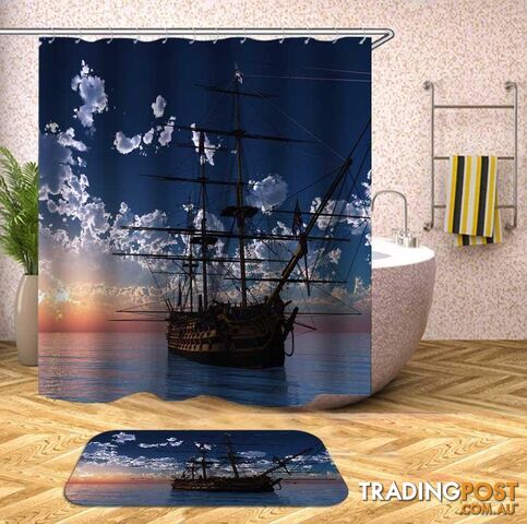 Sailing Ship On The Open Sea Shower Curtain - Curtain - 7427046050951