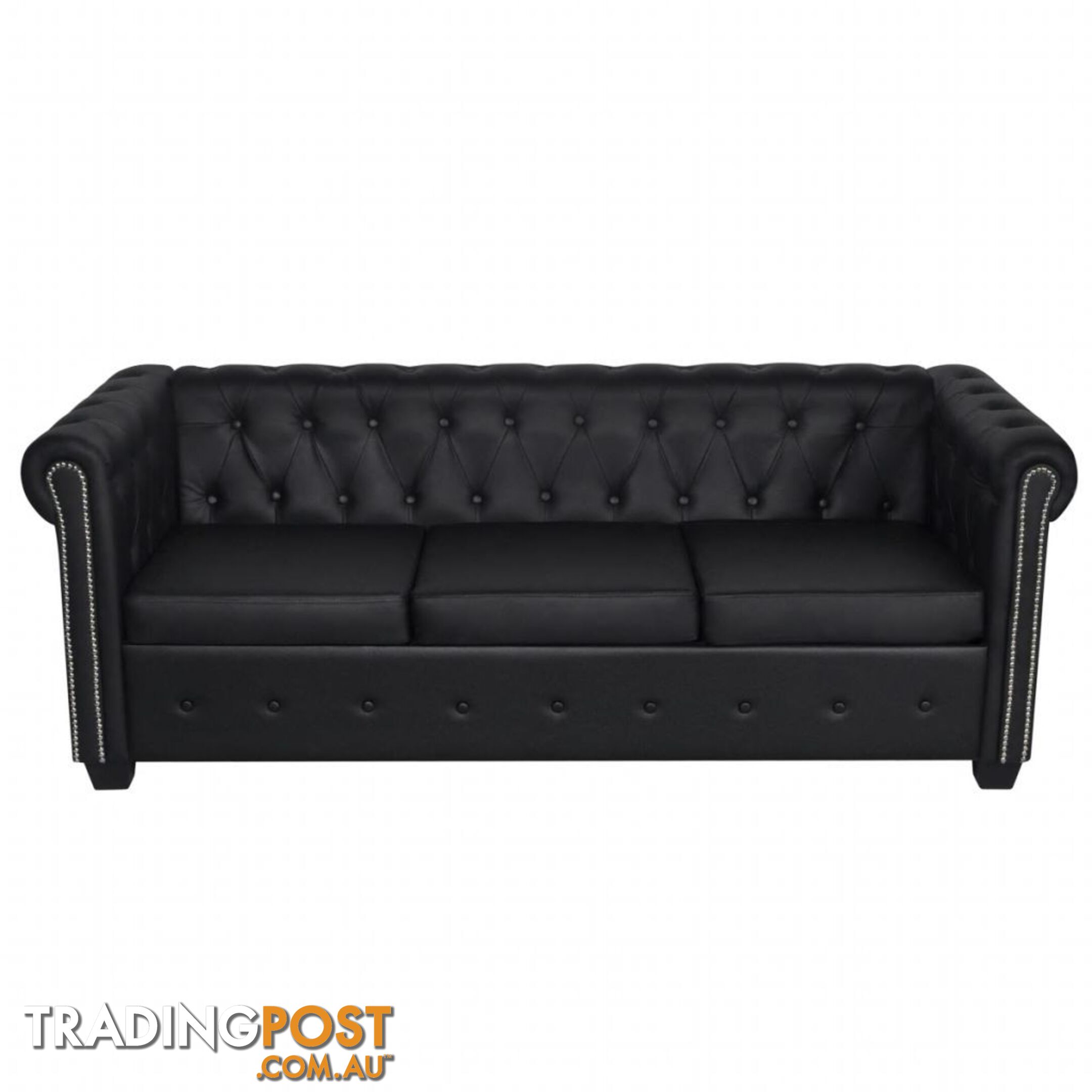 Chesterfield 3-Seater Artificial Leather - Black - Chesterfield - 8718475947950