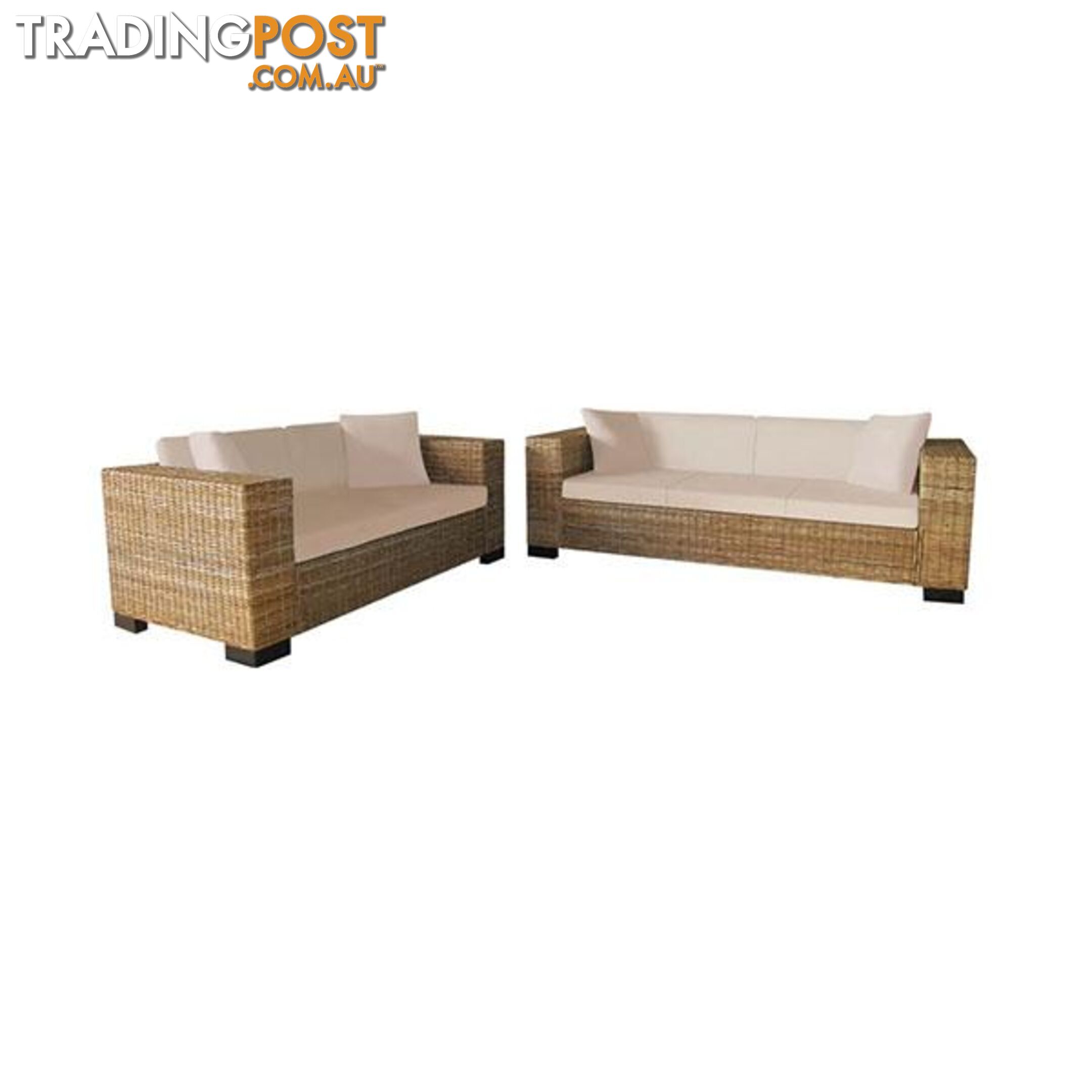 2 And 3 Seater Sofa Set Real Rattan - Unbranded - 8718475551775