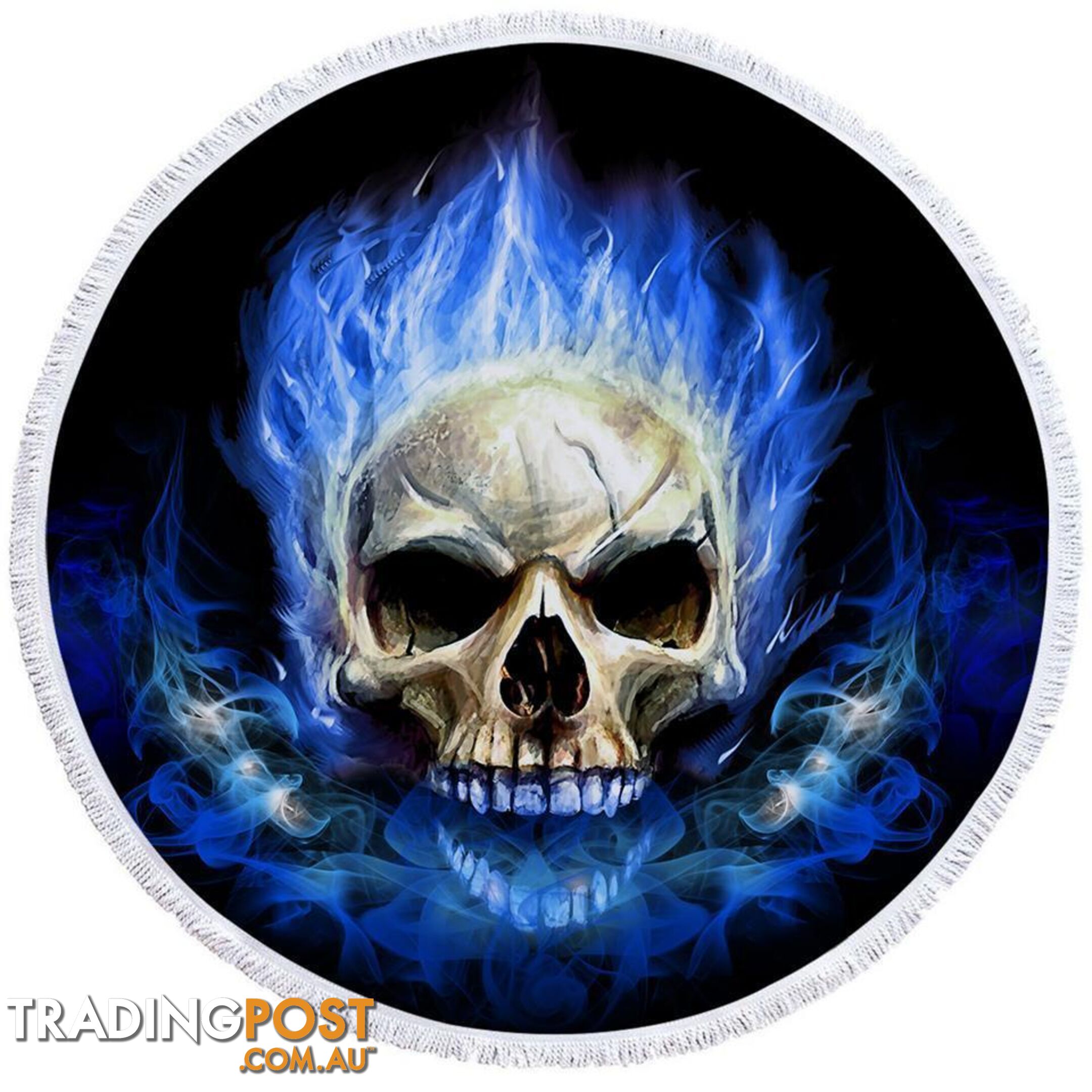 Blue Flames Skull Beach Towel - Towel - 7427046312455